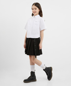 Юбка в складку с запахом чёрная для девочки Gulliver, 152, 224GSGJC6101