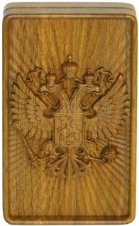 Домино профессиональное D6 в резной дубовой шкатулке Герб России 20,3 x 12,2 х 4,8 см 999- Ровертайм