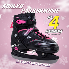 Коньки раздвижные Saimaa LF-B7, размер L (39-42), розовые