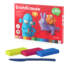 Пластилин классический ErichKrause Jolly Friends 16 цветов, в коробке 16 шт 61348