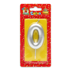 Свеча праздничная цифра 0 Miland Металлик большая серебряная