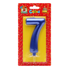 Свеча праздничная цифра 7 Miland 19 см синяя металлик