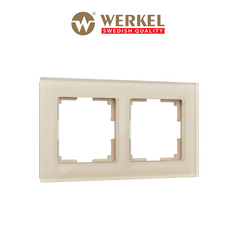 Рамка для розетки / выключателя на 2 поста Werkel W0021111 Favorit шампань стекло