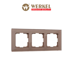 Рамка для розетки / выключателя на 3 поста Werkel W0031142 Favorit латте стекло