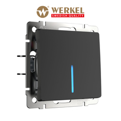 Встраиваемый одноклавишный выключатель проходной Werkel W1112108 черный матовый, подсветка