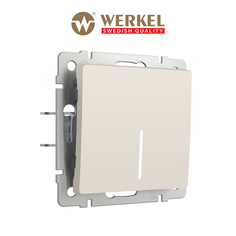 Встраиваемый одноклавишный проходной выключатель Werkel W1112162 айвори матовый подсветка