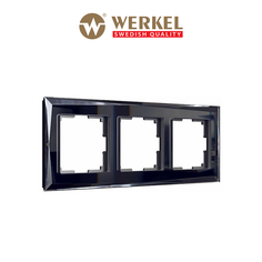 Рамка для розетки / выключателя на 3 поста Werkel W0031208 Diamant черный стекло