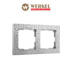 Рамка для розетки / выключателя на 2 поста Werkel W0022406 Hammer серебряный пластик
