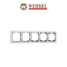 Рамка для розетки / выключателя на 5 постов Werkel W0051901 Snabb белый/хром пластик