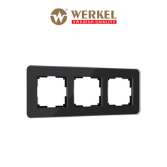 Рамка для розетки / выключателя на 3 поста Werkel Elite W0032448 черный закаленное стекло