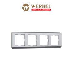 Рамка для розетки / выключателя на 4 поста Werkel W0042106 Stream серебряный пластик