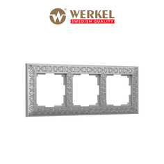 Рамка для розетки / выключателя на 3 поста Werkel WL07-Frame-03 Antik матовый хром металл