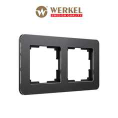Рамка для розетки/выключат. на 2 поста Werkel Platinum W0022608 черный алюминий из металла