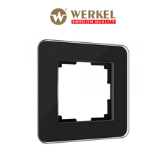 Рамка для розетки / выключателя на 1 пост Werkel Elite W0012448 черный закаленное стекло