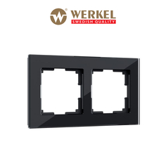 Рамка для розетки / выключателя на 2 поста Werkel W0021108 Favorit черный стекло