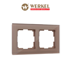 Рамка для розетки / выключателя на 2 поста Werkel W0021142 Favorit латте стекло