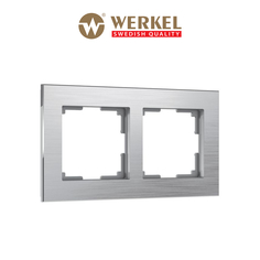 Рамка для розетки / выключателя на 2 поста Werkel W0021706 Aluminium алюминий