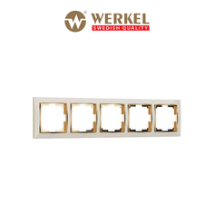 Рамка для розетки / выключателя на 5 постов Werkel W0051932 Snabb слоновая кость/золото