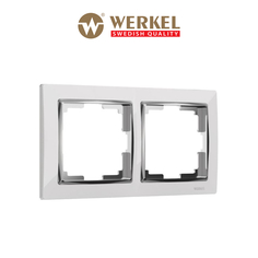 Рамка для розетки / выключателя на 2 поста Werkel W0021901 Snabb белый/хром пластик
