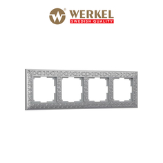 Рамка для розетки / выключателя на 4 поста Werkel WL07-Frame-04 Antik матовый хром металл