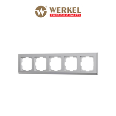 Рамка для розетки / выключателя на 5 постов Werkel W0051806 Stark серебряный пластик