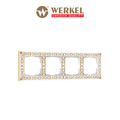 Рамка для розетки / выключателя на 4 поста Werkel W0041523 Antik белое золото металл