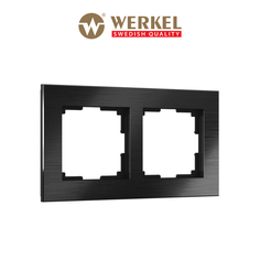 Рамка для розетки / выключателя на 2 поста Werkel W0021708 Aluminium черный алюминий