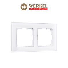 Рамка для розетки / выключателя на 2 поста Werkel W0021101 Favorit белый стекло