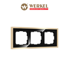 Рамка для розетки / выключателя Werkel Baguette W0032852 черный / латунь на 3 поста металл