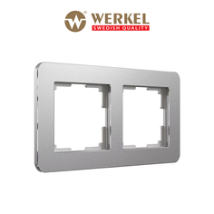 Рамка для розетки / выключателя на 2 поста Werkel Platinum W0022606 алюминий из металла