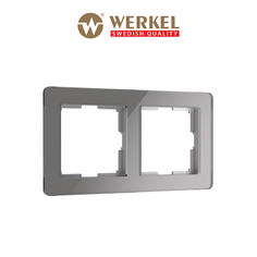 Рамка для розетки / выключателя на 2 поста Werkel Acrylic W0022704 графит из акрила