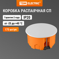 Распаячная коробка TDM СП D80х40мм, крышка, пл. лапки, IP20
