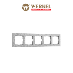 Рамка для розетки / выключателя на 5 постов Werkel W0052406 Hammer серебряный пластик
