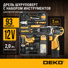 Акк. безударная дрель-шуруповерт DEKO Banger 12v Li-Ion + 93 предмета, 2х1.8 Ач 063-4168