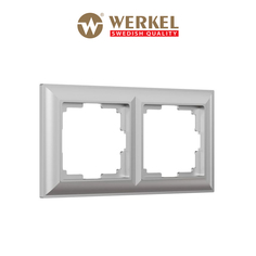 Рамка для розетки / выключателя на 2 поста Werkel W0022206 Fiore серебряный пластик