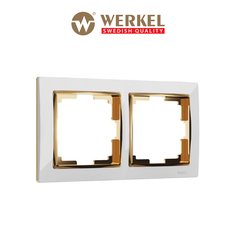 Рамка для розетки / выключателя на 2 поста Werkel W0021933 Snabb белый/золото пластик