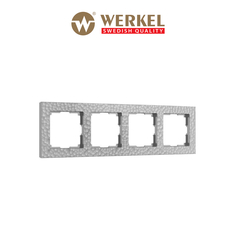 Рамка для розетки / выключателя на 4 поста Werkel W0042406 Hammer серебряный пластик