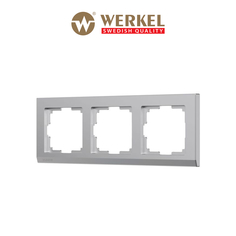 Рамка для розетки / выключателя на 3 поста Werkel W0031806 Stark серебряный пластик