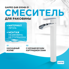 Смеситель для раковины Gappo G1048-31 белый/хром