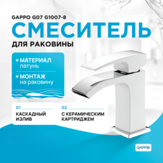 Смеситель для раковины Gappo G1007-8 белый/хром