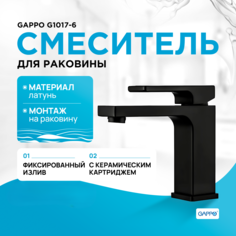 Смеситель для раковины (умывальника) Gappo G1017-6 черный матовый