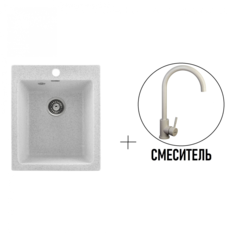 Комплект кухонная мойка Gerhans A10-19 СЕРЫЙ (БЕЛАРУСЬ) со смесителем W4998-3-19