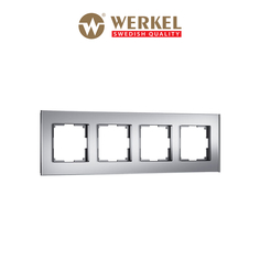 Рамка для розетки / выключателя на 4 поста Werkel W0043106 Senso серебряный soft-touch