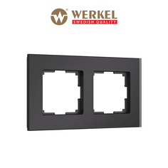 Рамка для розетки / выключателя на 2 поста Werkel W0023108 Senso черный soft-touch