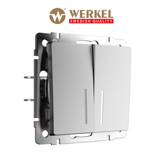 Встраиваемый двухклав. проходной выключатель Werkel W1122165 серебряный матовый подсветка