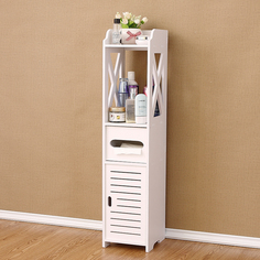 Шкаф-пенал для ванной и туалета белый напольный Kuboxy KT8015 15x15x80 см