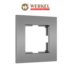 Рамка из пластика на 1 пост для розетки, выключателя Werkel Slab W0012965 серебро матовый
