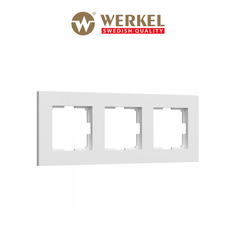 Рамка из пластика на 3 поста для розетки, выключателя Werkel Slab W0032961 белый матовый