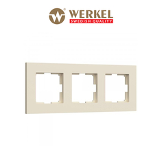 Рамка из пластика на 3 поста для розетки, выключателя Werkel Slab W0032962 айвори матовый