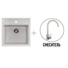 Комплект кухонная мойка Gerhans A11-19 СЕРЫЙ (БЕЛАРУСЬ) со смесителем W4998-3-19